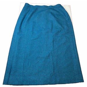 Pendleton BLUE houndstooth WOOL SKIRT office siren T625201 Stretch Waist size 16